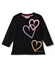 Tales & Stories Cotton Knit Full Sleeves Hearts Printed Tee - Black