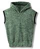 Tales & Stories Woven Sleeveless Solid Light Winter  Hoodie - Green