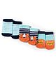 Cute Walk by Babyhug Knit Ankle Length Antibacterial Socks With Stripes & Animal Design Pack Of 3 - Light Blue & Orange