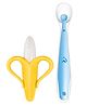 Tinny Tots Baby Soft Bristle Banana Training Teether With Ultrasoft Food Grade Silicone Spoon For Babies BPA Free (YELLOW)