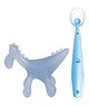Tinny Tots Baby Soft Silicone Dinosaur Shape Teething Teether Oral Dental Care With Baby Ultrasoft  Bendable Tip Spoon (BLUE)