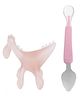 Tinny Tots Baby Soft Silicone Dinosaur Shape Teething Teether Oral Dental Care With Baby Ultrasoft  Bendable Tip Spoon (MULTI-COLOUR)