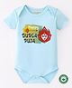 BLUSHES 100% Cotton Knit Durga Puja Theme Half Sleeves Happy Durga Puja Text Printed Onesie - Aqua Blue