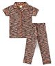 JusCubs Cotton Knit Half Sleeves Abstract Printed Coordinating Night Suit Set - Brown