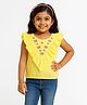 JusCubs Cotton Knit Sleeveless Butterflies Embroidered Top - Yellow