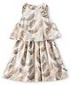 JusCubs Cotton Woven Sleeveless Floral Printed Dress - Beige