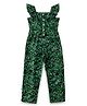 JusCubs Cotton Woven Cap Sleeves Leaves Printed Jumpsuit - Green