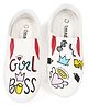 IMAGINO Girl Boss Text Hand Painted Slip On Shoes - White