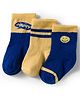 Cute Walk by Babyhug Knit Ankle Length Antibacterial Socks With Stripes & Smiley Print Pack Of 3 - Blue & Yellow