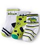 Cute Walk by Babyhug Knit Ankle Length Antibacterial Socks With Stripes & Animal Print Pack Of 3 - Limegreen & White