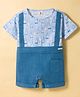 ToffyHouse Oxford Knit Half Sleeves Romper With Boat Print - Blue