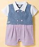 ToffyHouse Oxford Woven Half Sleeves Romper With Color Block Design - Multicolor