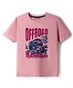 Kookie Kids Single Jersey Knit Half Sleeves Round Neck T-Shirt with Offroad Graphic Text Print - Pink