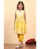 BIBA Cotton Woven Sleeveless Floral Printed & Gota Lace Embellished Kurti Salwar Set - Yellow