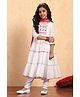 BIBA Cotton Woven Three Fourth Sleeves Floral Embroidered & Sequins Embellished Kurti Churidar With Dupatta Set - White