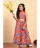 BIBA Viscose Rayon Woven Sleeveless Floral Printed Lehenga Choli With Dupatta Set - Red