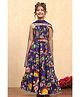 BIBA Cotton Woven Sleeveless Floral Printed Lehenga & Choli With Dupatta Set - Purple