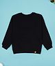 Kiddopanti Fleece Knit Full Sleeves Solid Light Winter Sweatshirt - Black
