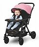 StarAndDaisy Foldable Baby Stroller with Storage basket, Multi-Level Recline & Adjustable Footrest, Safety Harness Belt -Pink