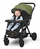 StarAndDaisy Foldable Baby Stroller with Storage basket, Multi-Level Recline & Adjustable Footrest, Safety Harness Belt - olive green