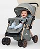 StarAndDaisy Foldable Baby Stroller with 360° Swivel  Multi-Level Recline & Adjustable Footrest, Safety Harness Belt -Grey
