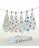 StarAndDaisy Muslin Face Hankies Pack of 6 Extra Soft, for Newborn Baby, Reusable, Napkins, Printed White