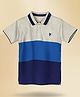 PURPLE UNITED KIDS Waffle Woven Half Sleeves Colour Blocked Polo Tee - Light Grey Melange