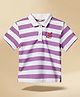 PURPLE UNITED KIDS Single Jersey Woven Half Sleeves Striped Polo Tee - Lavender & White