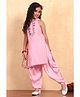 BIBA Woven Sleeveless Floral Embroidered Kurti & Salwar With Dupatta Set - Pink