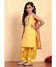 BIBA Woven Sleeveless Floral Embroidered Kurti & Salwar With Dupatta Set - Yellow