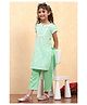 BIBA Cotton Woven Half Sleeves Floral Printed Straight Kurta & Pant Set - Green