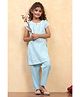 BIBA Cotton Woven Half Sleeves Floral Printed Straight Kurta & Pant Set - Blue