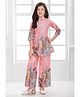 Ministitch Cotton Blend Woven 3/4th Sleeves Graphic Printed Kurti & Palazzo Set - Peach