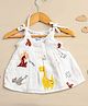 Kidbea Muslin Woven Sleeveless Animals & Typography Printed Dress - Multi Colour