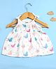 Kidbea Muslin Woven Sleeveless Butterfly Printed Dress - White