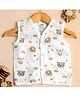 Kidbea Muslin Woven Sleeveless Animals & Rainbow Printed Jhabla - Multi Colour