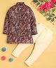 Jeet Ethnics Cotton Blend Knit Full Sleeves Abstract Printed Kurta Pyjama Set - Maroon