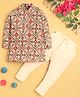 Jeet Ethnics Cotton Blend Knit Full Sleeves Abstract Printed Kurta Pyjama Set - Multi Colour