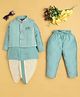 Jeet Ethnics Cotton Blend Knit Full Sleeves Solid Kurta Dhoti With Pyjama & Sequin Embellished Jacket Set  - Turquoise