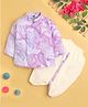 Jeet Ethnics Cotton Blend Knit  Full Sleeves Marble Printed Dhoti Kurta Set - Purple
