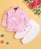 Jeet Ethnics Cotton Blend Knit Full Sleeves Marble Printed Dhoti Kurta Set - Pink