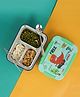 NeonateCare Lunch Boxes for kids - 3 Compartment Happy DINASOUR Stainless Steel (color and design may vary)