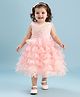 Mark & Mia Woven Sleeveless Layered Party Dress with Pearl Cape & Frill Detailing - Peach