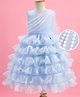 Mark & Mia Woven Sleeveless Layered Party Dress with Pearl Cape & Frill Detailing - Light Blue