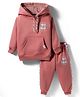 Teddy Fleece Knit Full Sleeves Winter Wear Hooded T-Shirt & Joggers Set with Kangaroo Pockets - Rose Gold