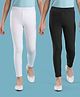 Honeyhap Premium Cotton Elastane Knit Full Length Solid Colour Leggings Pack Of 2 - Black & Off White