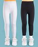 Honeyhap Premium Cotton Elastane Knit Full Length Solid Colour Leggings Pack Of 2 - Black & Off White