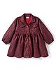 Babyhug Cotton Knit Full Sleeves Checkered Winter Frock - Wine
