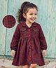 Babyhug Cotton Woven Full Sleeves Checkered Winter Frock - Wine