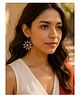 Digital Dress Room Stud Earrings Flower Design Silver Traditional Earring for Women